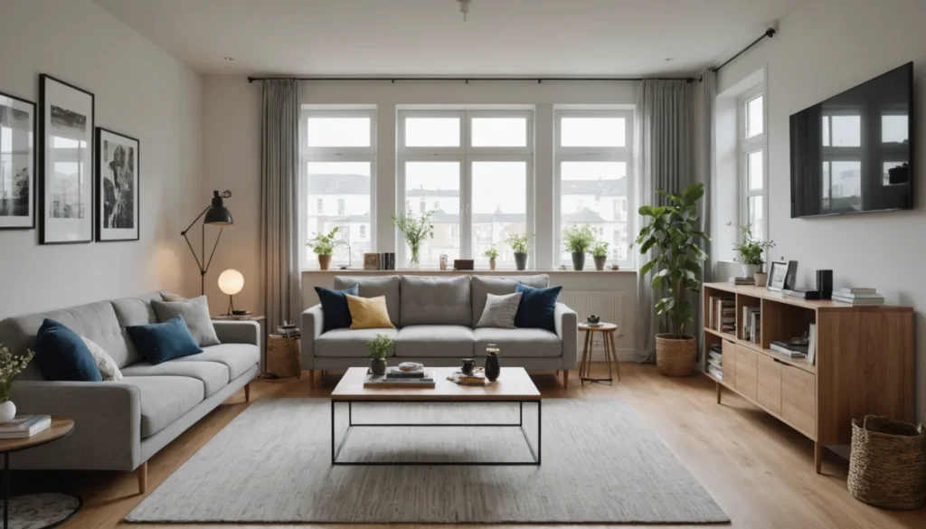 salon et chambre dans une petite pièce